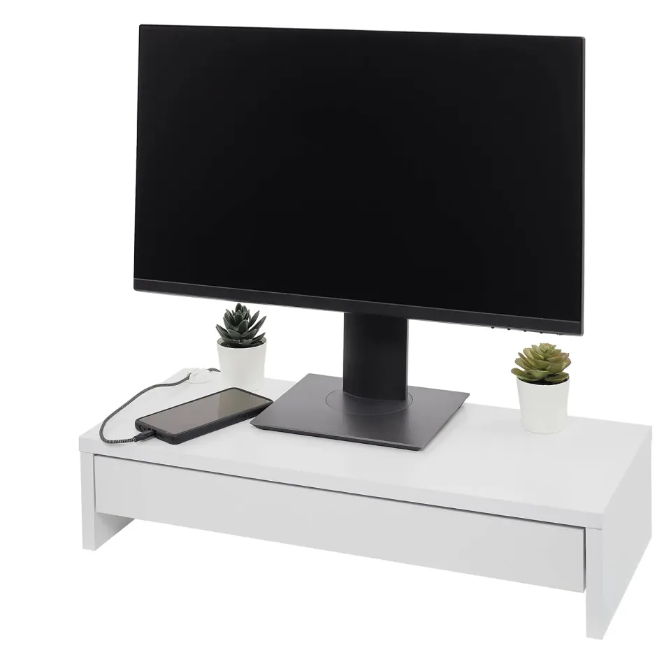 Iris Ohyama Monitor Stand Drawer MS-590D Ständer Eiche Weiß