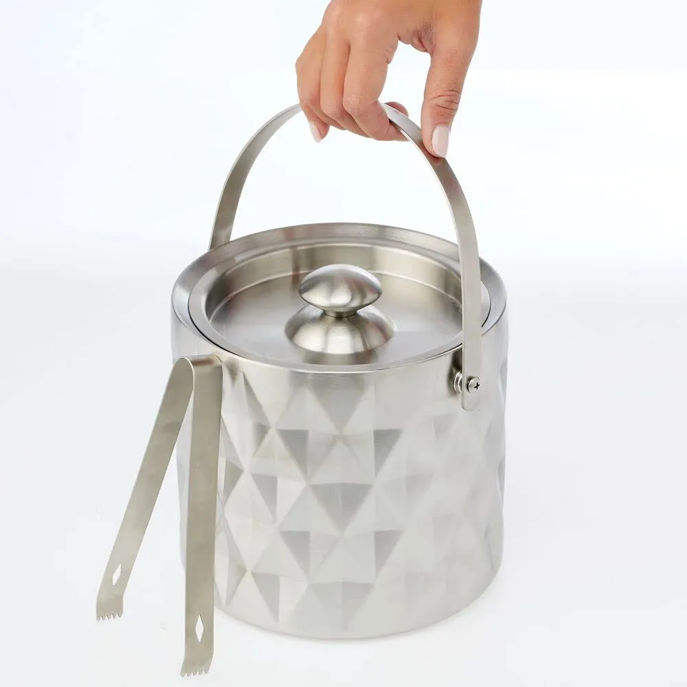 mDesign Flaschenkühler Edelstahl 3 l mit Deckel Zange