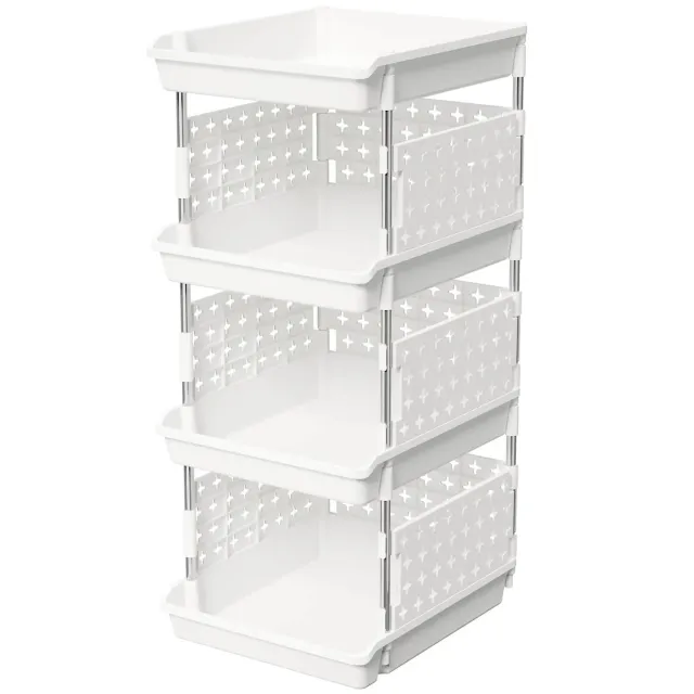 Lifewit Stapelbox Kunststoff stapelbar Weiß 3er