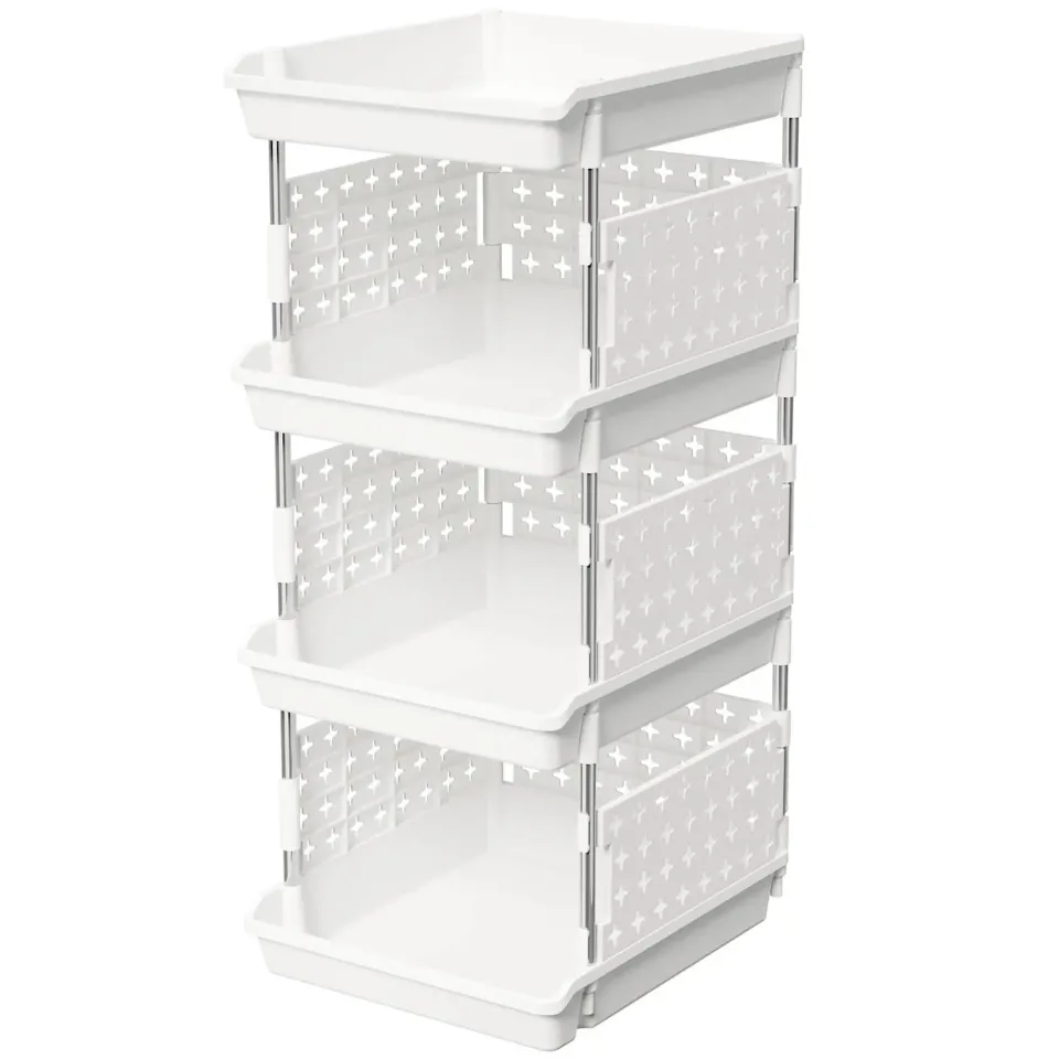 Lifewit Stapelbox Kunststoff stapelbar Weiß 3er