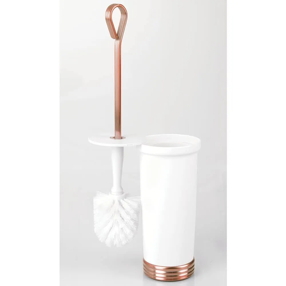 mDesign Toilettenbürste mit Halter weiß-rotgold Kunststoff
