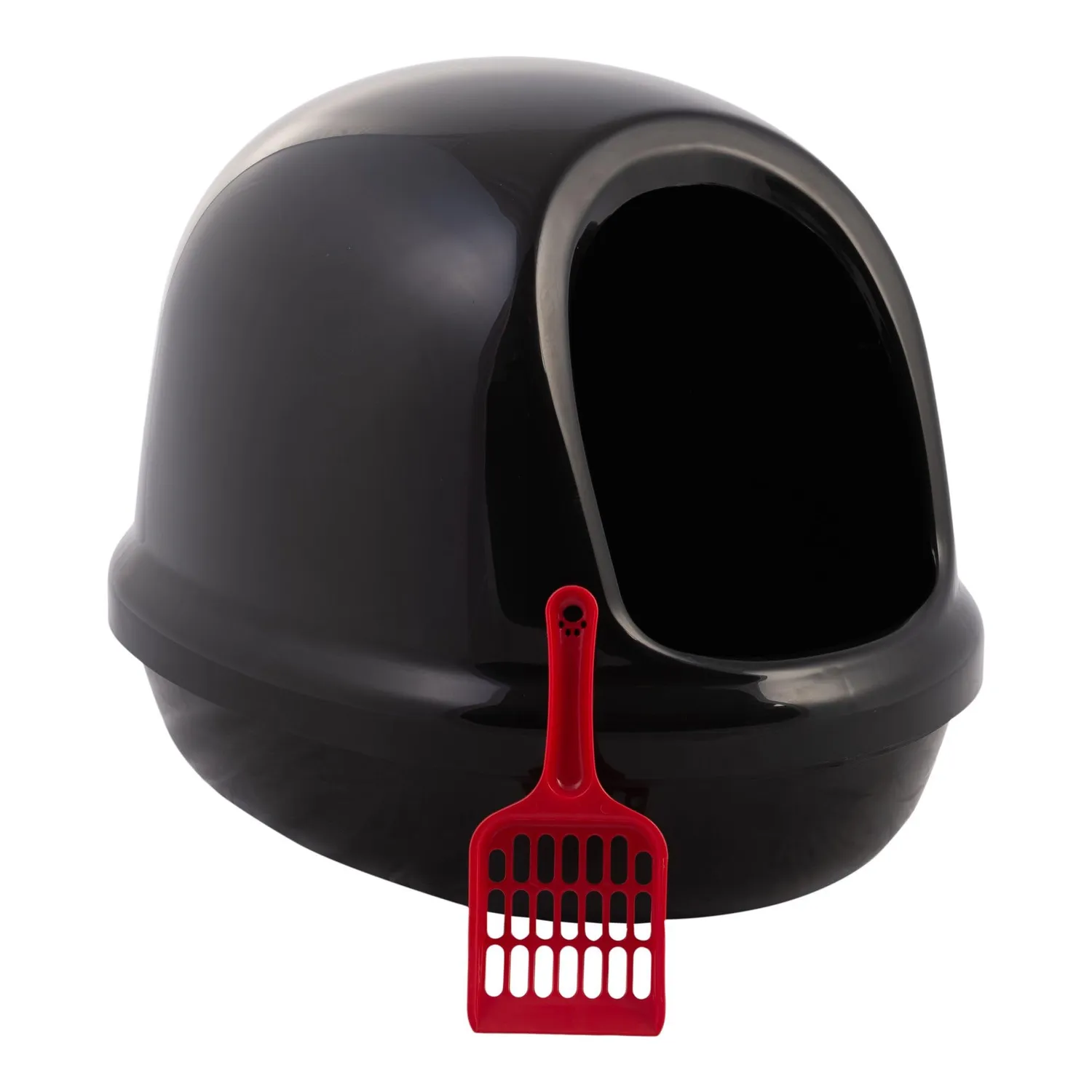 Iris Ohyama PNE-500H Katzentoilette Schwarz offen mit Schaufel