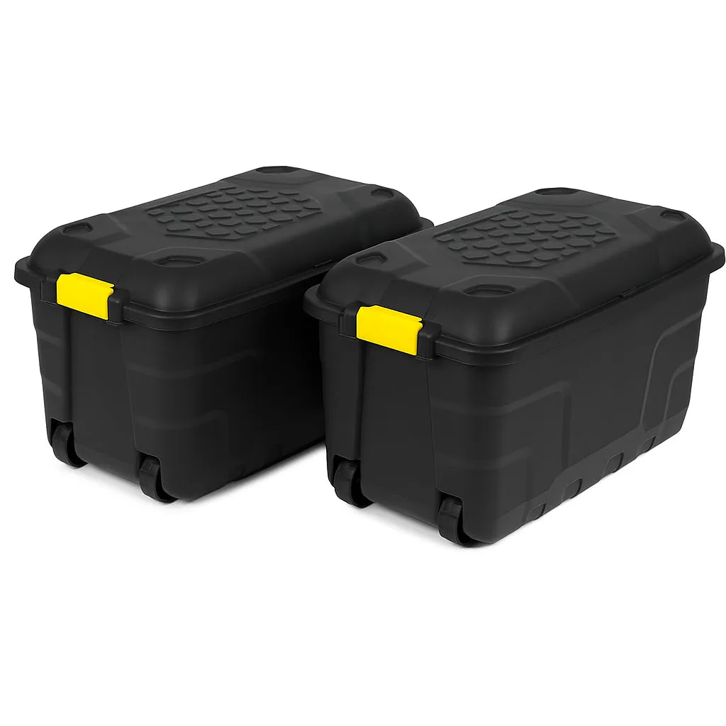 Kreher Heavy Duty Rollbox 75L 2er-Set schwarz-gelb stapelbar
