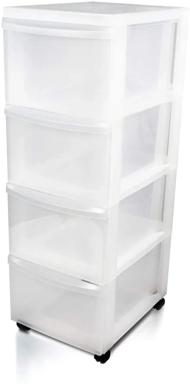 Iris Ohyama DC-304 Rollcontainer mattweiß 4x15L