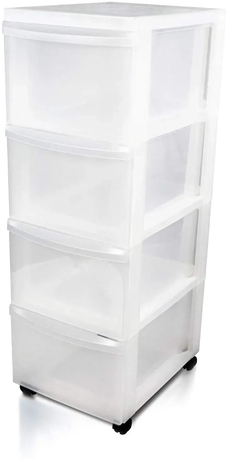 Iris Ohyama DC-304 Rollcontainer mattweiß 4x15L