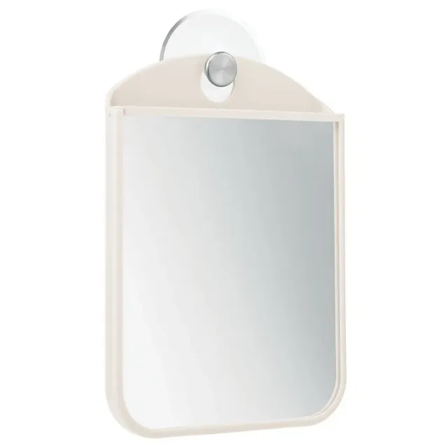 mDesign Rasierspiegel Saugnapf Duschspiegel Creme MattSilber