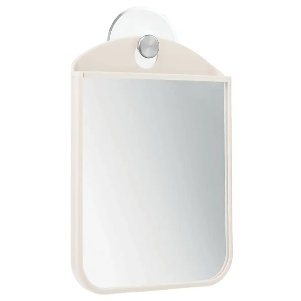 mDesign Rasierspiegel Saugnapf Duschspiegel Creme MattSilber