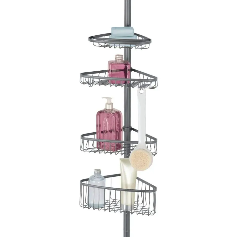 mDesign Duschregal Teleskop Ecke dunkelgrau 1,5-2,9m