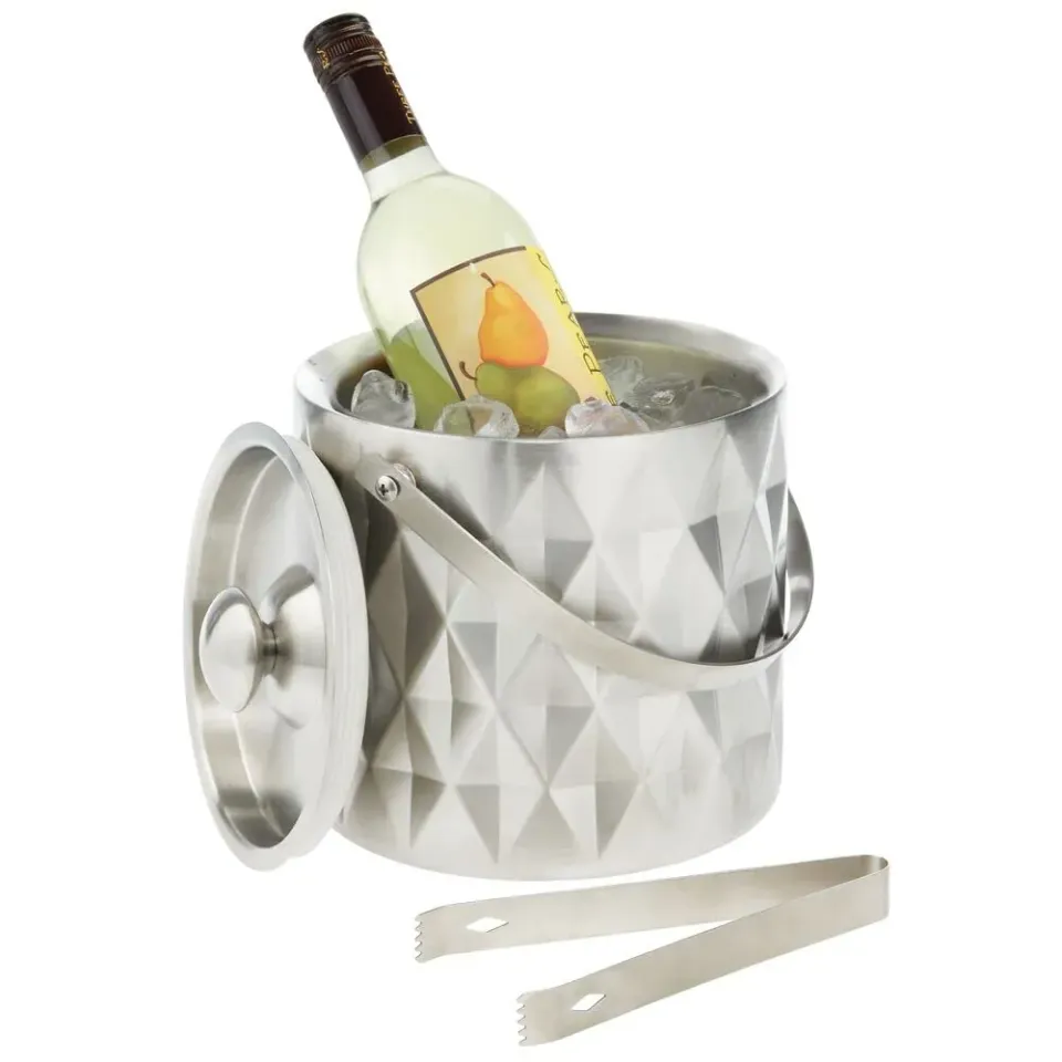 mDesign Flaschenkühler Edelstahl 3 l mit Deckel Zange