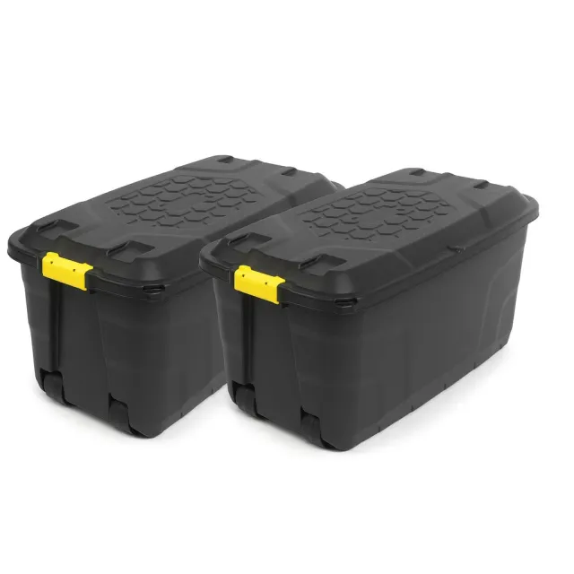 Kreher Heavy Duty Rollbox 75L 2er-Set schwarz-gelb stapelbar