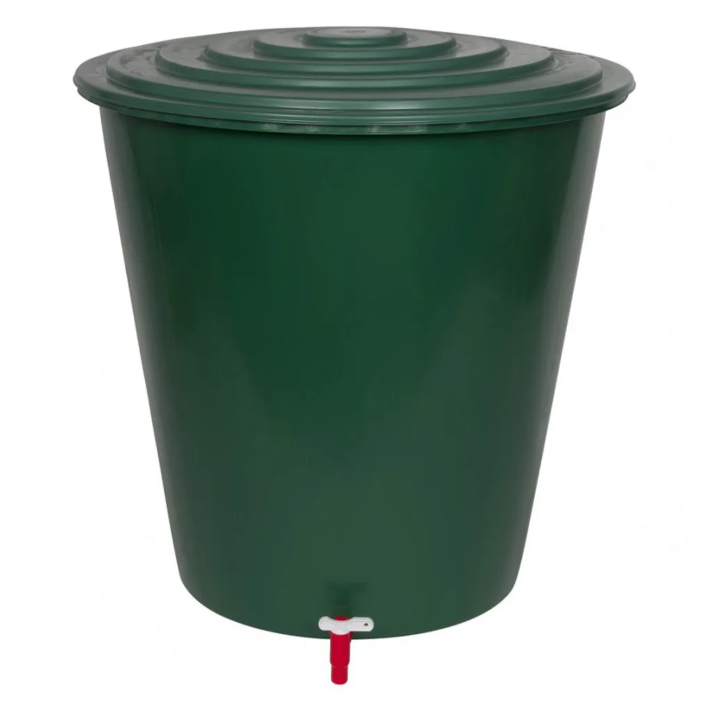Kreher XXL Regentonne Grün 210 Liter mit Deckel und Hahn