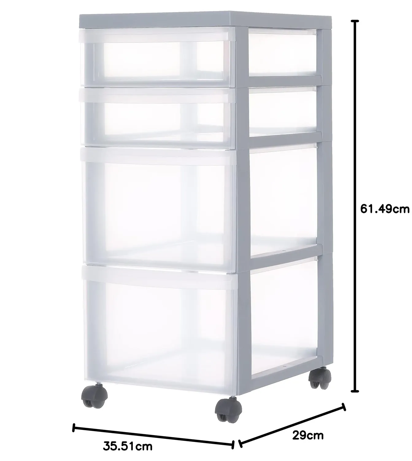 Iris Ohyama DC-322 Schubladenbox mit Rollen grau BPA-frei