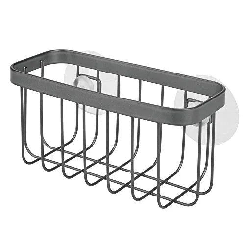 mDesign Drahtkorb Schwammhalter Grau mit Saugnäpfen
