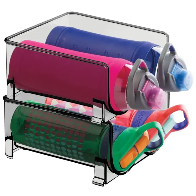 mDesign Weinflaschenregal Rauchgrau 2er-Set stapelbar