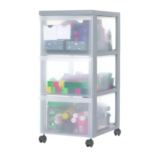 Iris Ohyama A4 Drawer DC-303 Rollcontainer Grau 3x15L