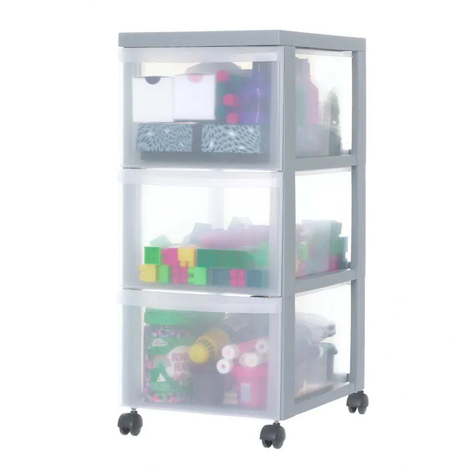 Iris Ohyama A4 Drawer DC-303 Rollcontainer Grau 3x15L