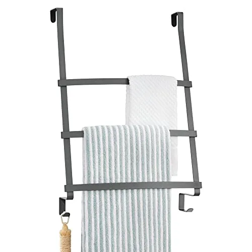 mDesign Türgarderobe Handtuchhalter dunkelgrau 3 Stangen