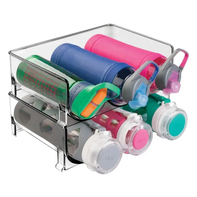 mDesign Flaschenhalter Grau Stapelbar 2er Set für 6 Flaschen