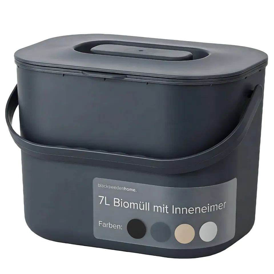 Black Sweden Home Biomülleimer 7L Anthrazit Grau Sieb