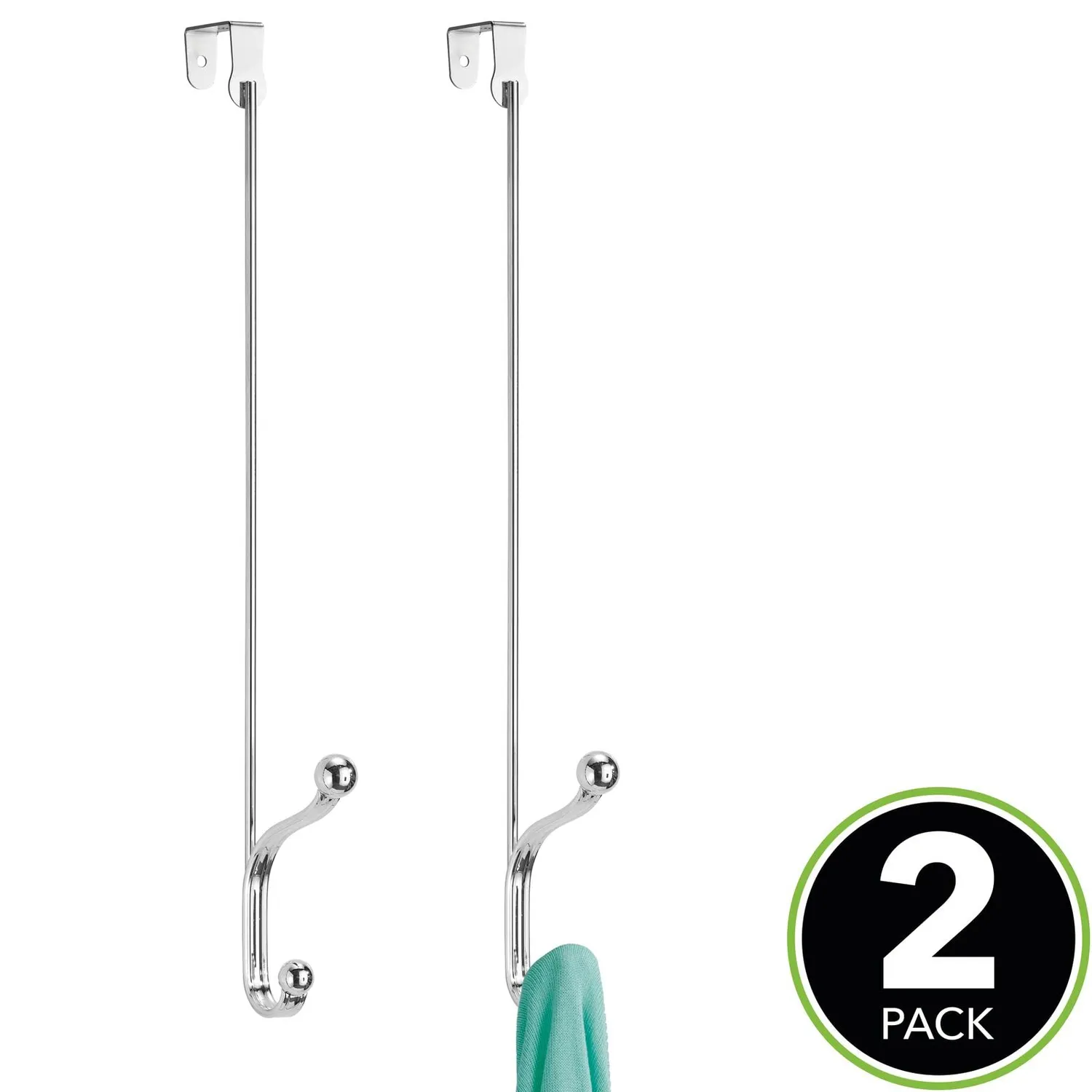 mDesign Türhaken Metall 2er-Set Silber 43,2 cm