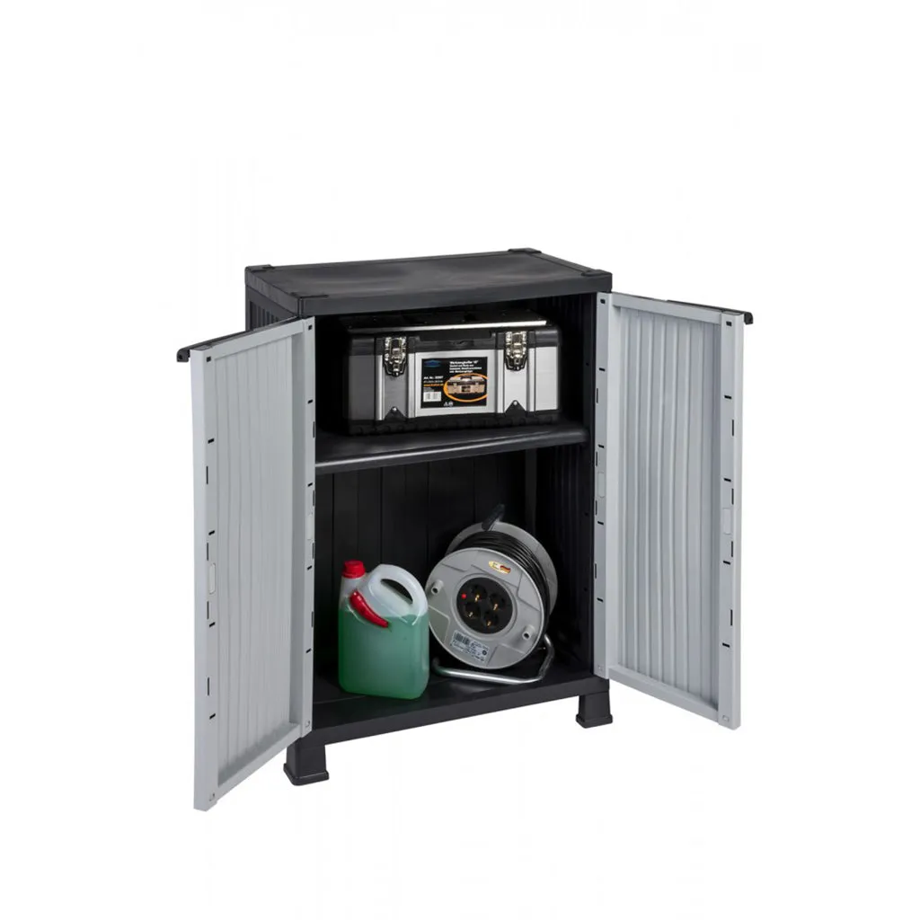 Kreher Noble Kunststoffschrank 2er-Set grau-schwarz 92cm