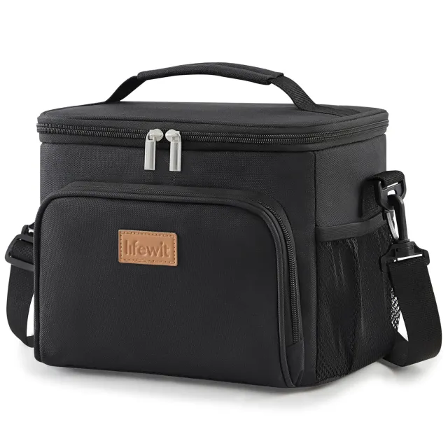 Lifewit Kühltasche Isoliert Schwarz für 12 Dosen Lunchbag