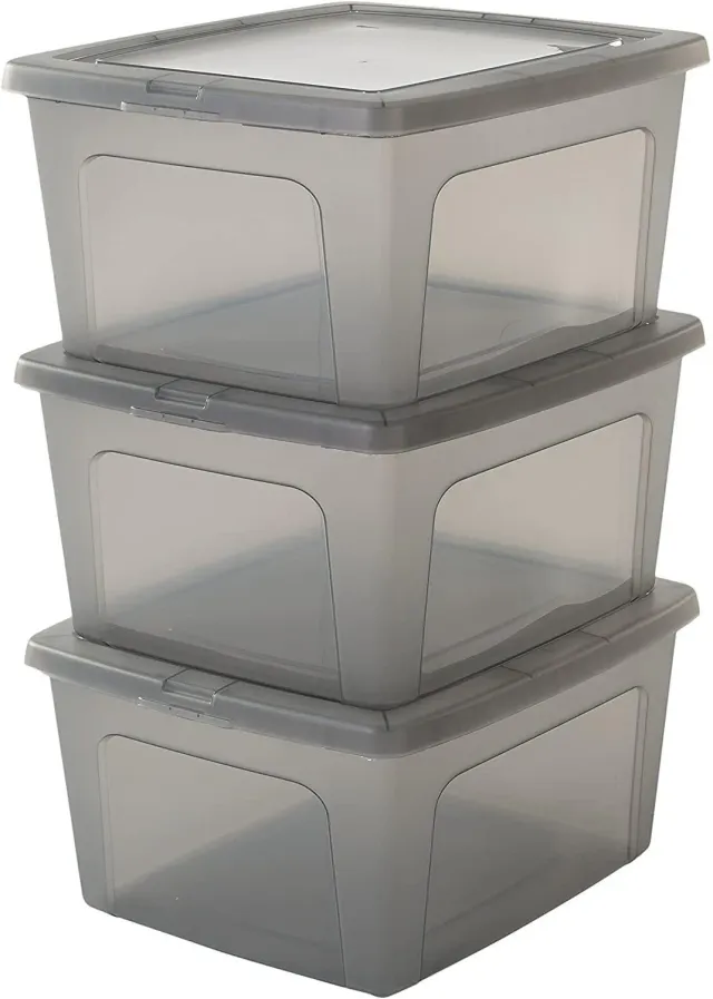 Iris Ohyama MCB-18 Aufbewahrungsbox 18L Grau 3er