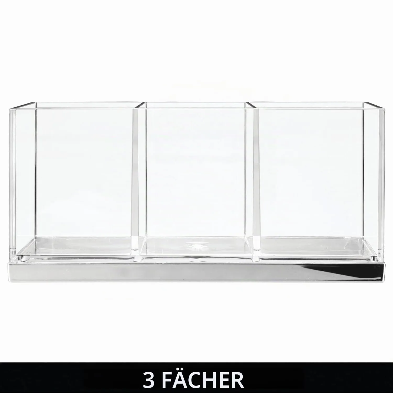 mDesign Make-up Organizer 3 Fächer transparent Kosmetikbox