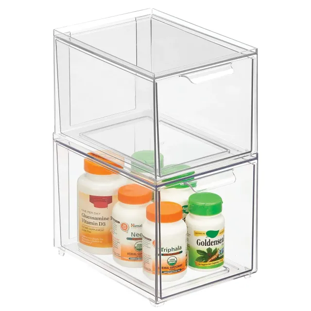 mDesign Kosmetikorganizer Schubladenbox 2er-Set transparent