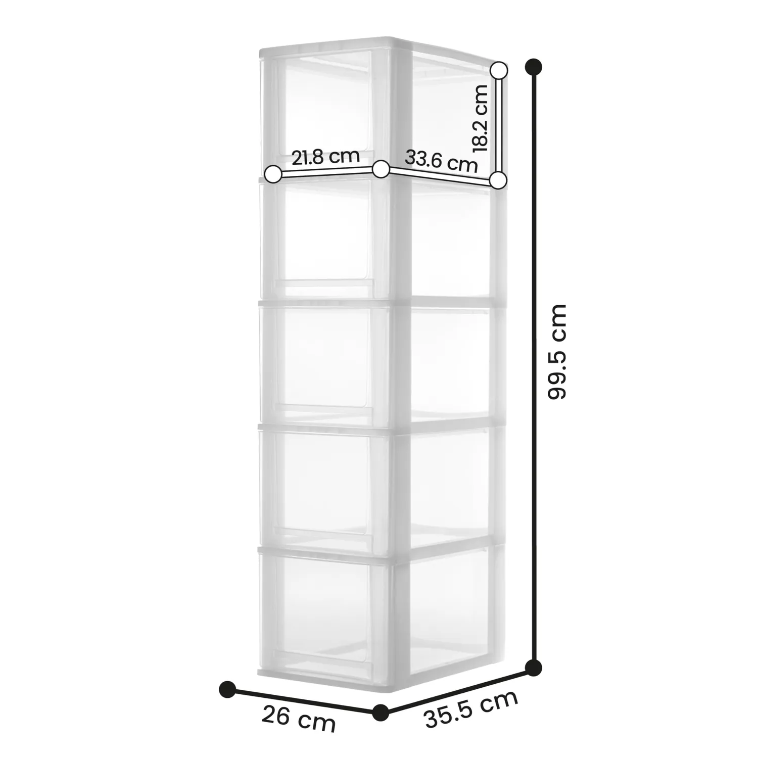 Iris Ohyama DDOCH-2500 Schubladenbox weiß 5x13L