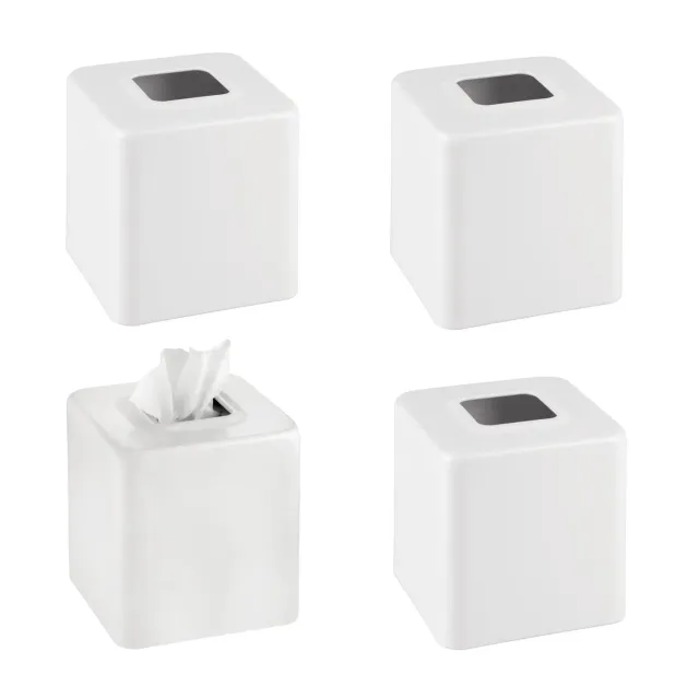 mDesign Kosmetiktücherbox Taschentuchbox weiß 4er-Set Metall