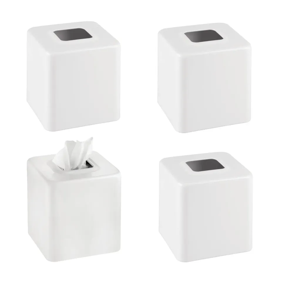 mDesign Kosmetiktücherbox Taschentuchbox weiß 4er-Set Metall