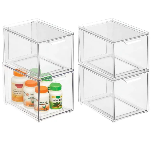 mDesign Kosmetikorganizer Schubladenbox 4er-Set transparent