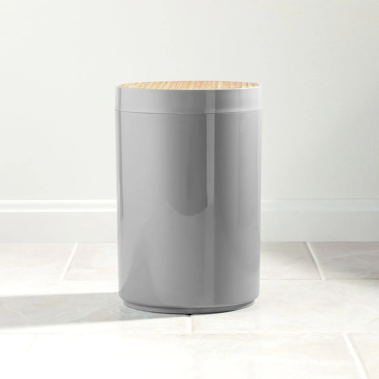 mDesign Mülleimer Bambus Deckel 5L grau