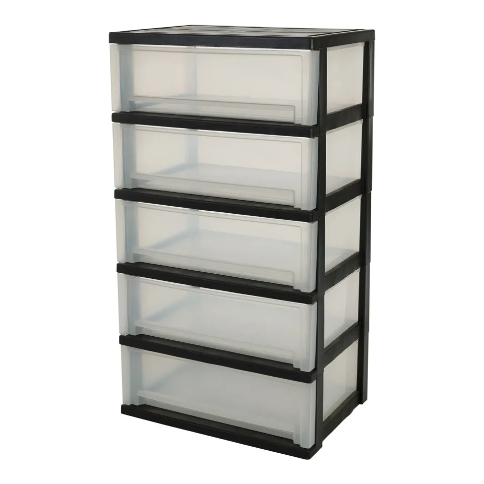 Iris Ohyama SWC-505 Rollcontainer Schwarz 5 Schubladen