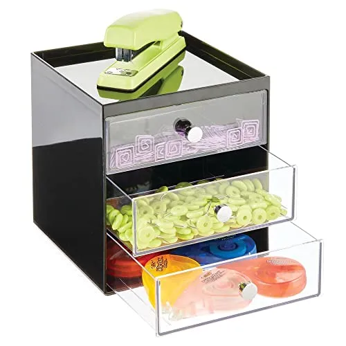 mDesign Schreibtisch Aufbewahrungsbox 3 Schubladen schwarz