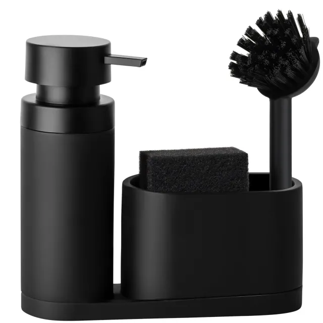 blackswedenhome Spülbecken Organizer Spül-Set schwarz matt Kunststein
