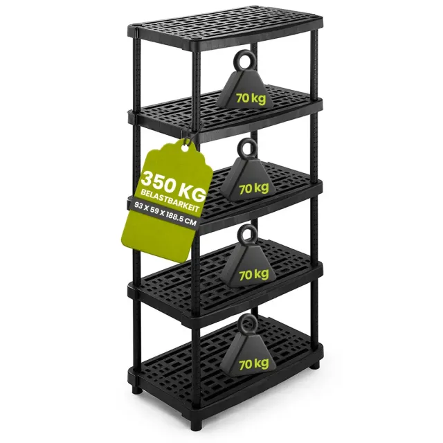 Kreher Scafalle Schwerlastregal Kunststoff 93x59x188 cm schwarz