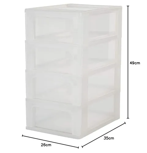 Iris Ohyama OCH-2004 Schubladenbox 4x7L mattweiß A4