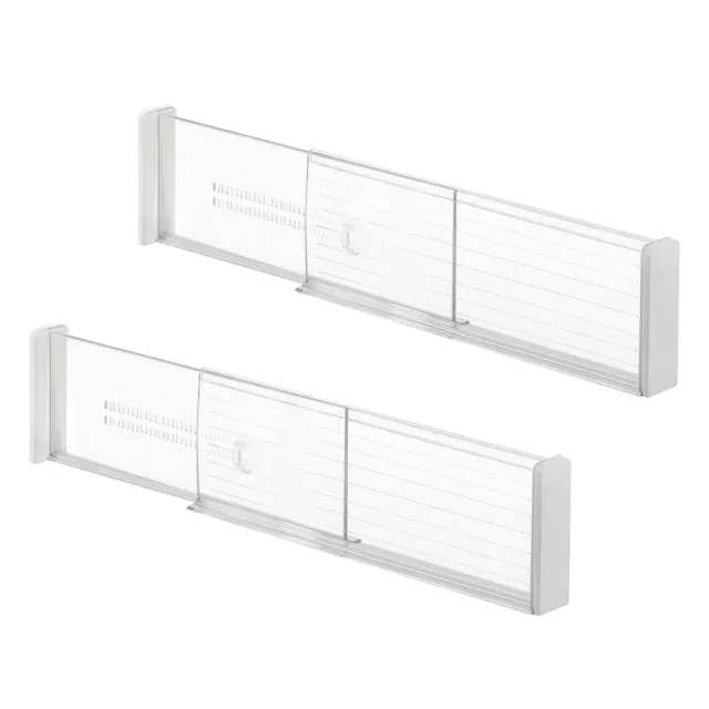 mDesign Schubladen-Organizer Kunststoff Trennwand 2er-Set Transparent