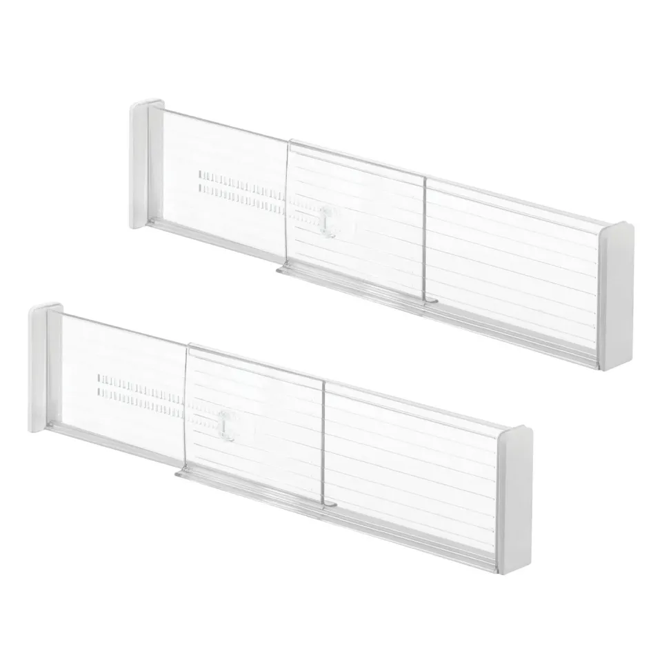 mDesign Schubladen-Organizer Kunststoff Trennwand 2er-Set Transparent
