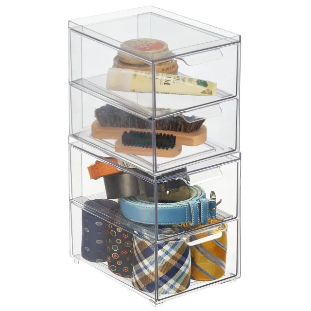 mDesign Schubladenbox Schuhbox transparent 2er-Set