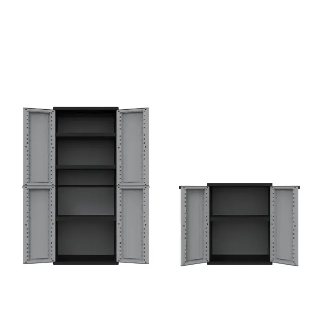 Kreher J Twist Schrank-Set Kunststoffschrank grau 2-teilig