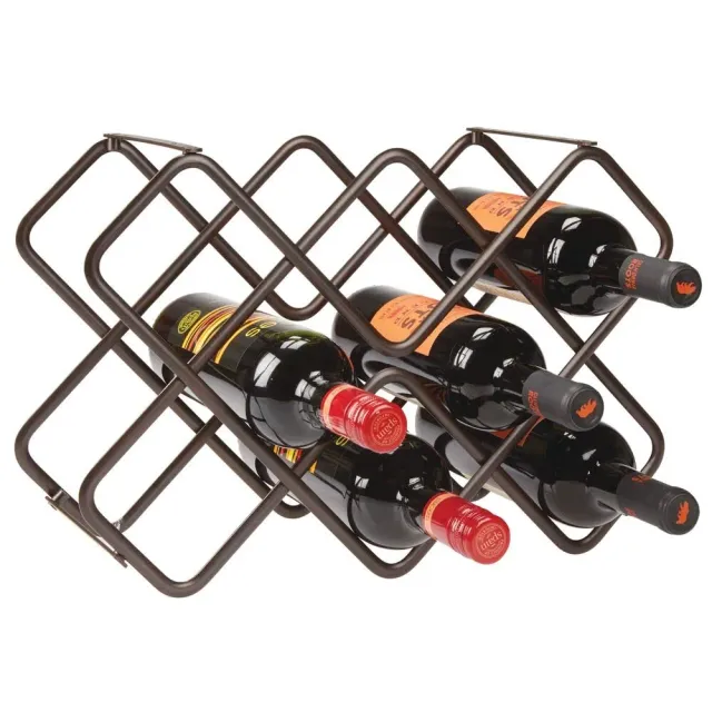 mDesign Flaschenhalter Weinregal 3-stöckig bronze 8 Flaschen Metall
