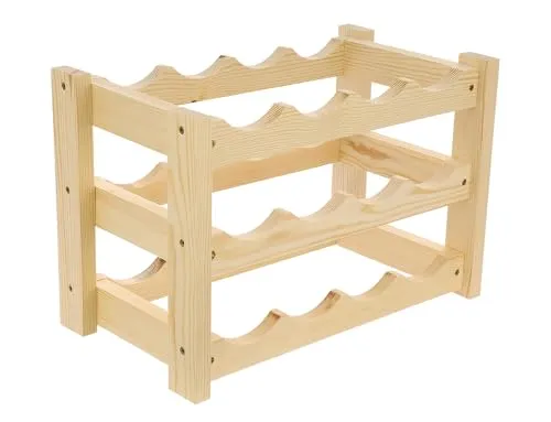 GoodFreshDecor Weinregal Holz für 12 Flaschen 43x24x29 cm Kiefer