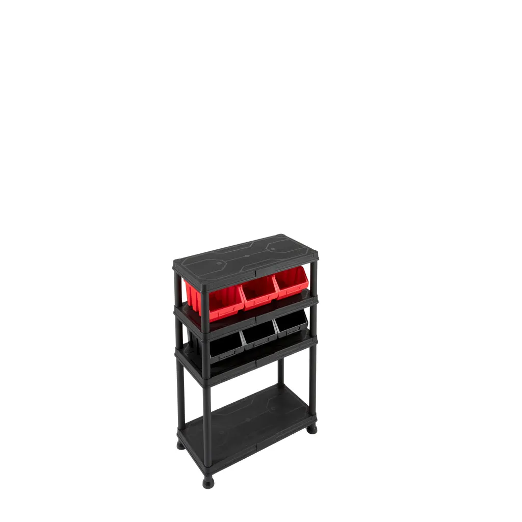 Kreher Q-Brick Kunststoffregal Set 1 mit 6 Boxen schwarz