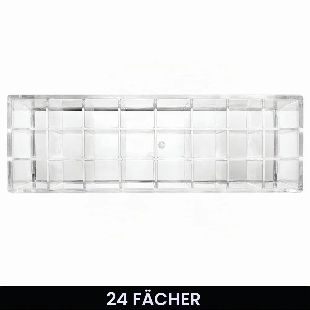 mDesign Kosmetik Organizer 24 Fächer Box transparent rotgold