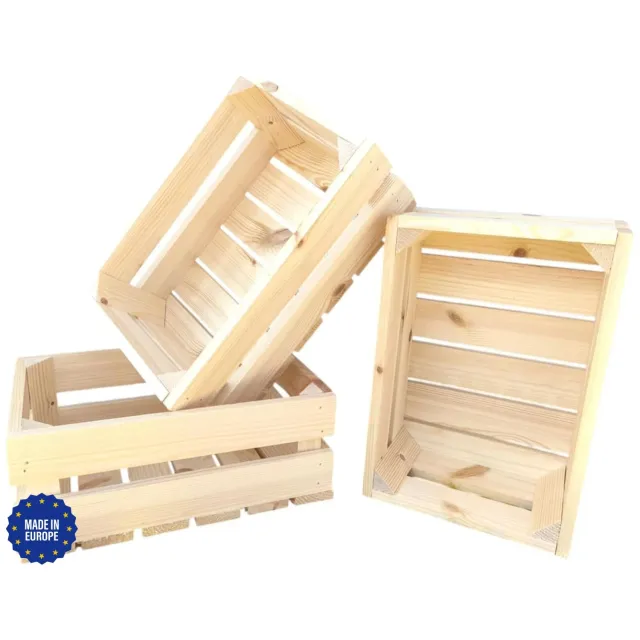 GoodFreshDecor Holzkisten 3er Set 30x20x12 cm natur