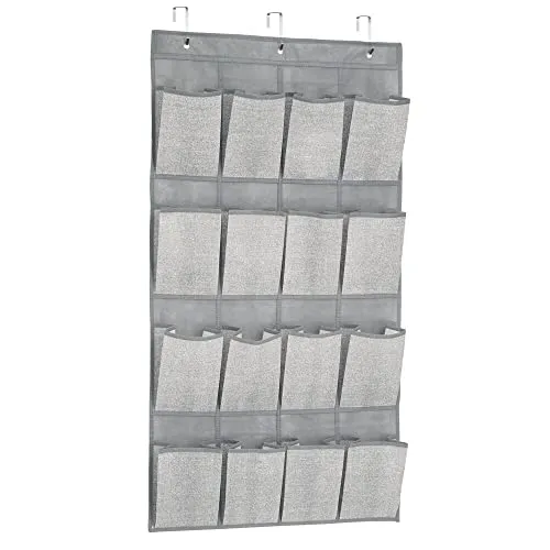 mDesign Hängeorganizer Stoff 16 Fächer Taupe Natur