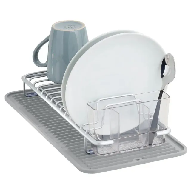 mDesign Abtropfgestell Geschirrabtropfer 2er-Set grau rutschfest